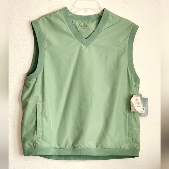 Ativa Women's Green XL Sleeveless V-neck Vest Zip Pockets 100% Polyester  (NWT) - Picture 1 of 12